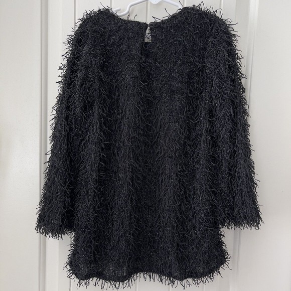 M.L. Kids Girls Size 5 Black Shaggy Shabby Chic NWT Bell Sleeve Tunic Top Lined - Picture 2 of 8